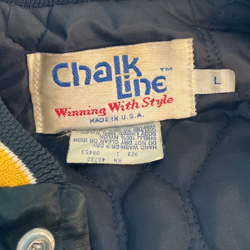 Vintage 80s Chalk Line Notre Dame Fighting Irish Satin Bomber Jacket USA Made L - Picture 3 of 12